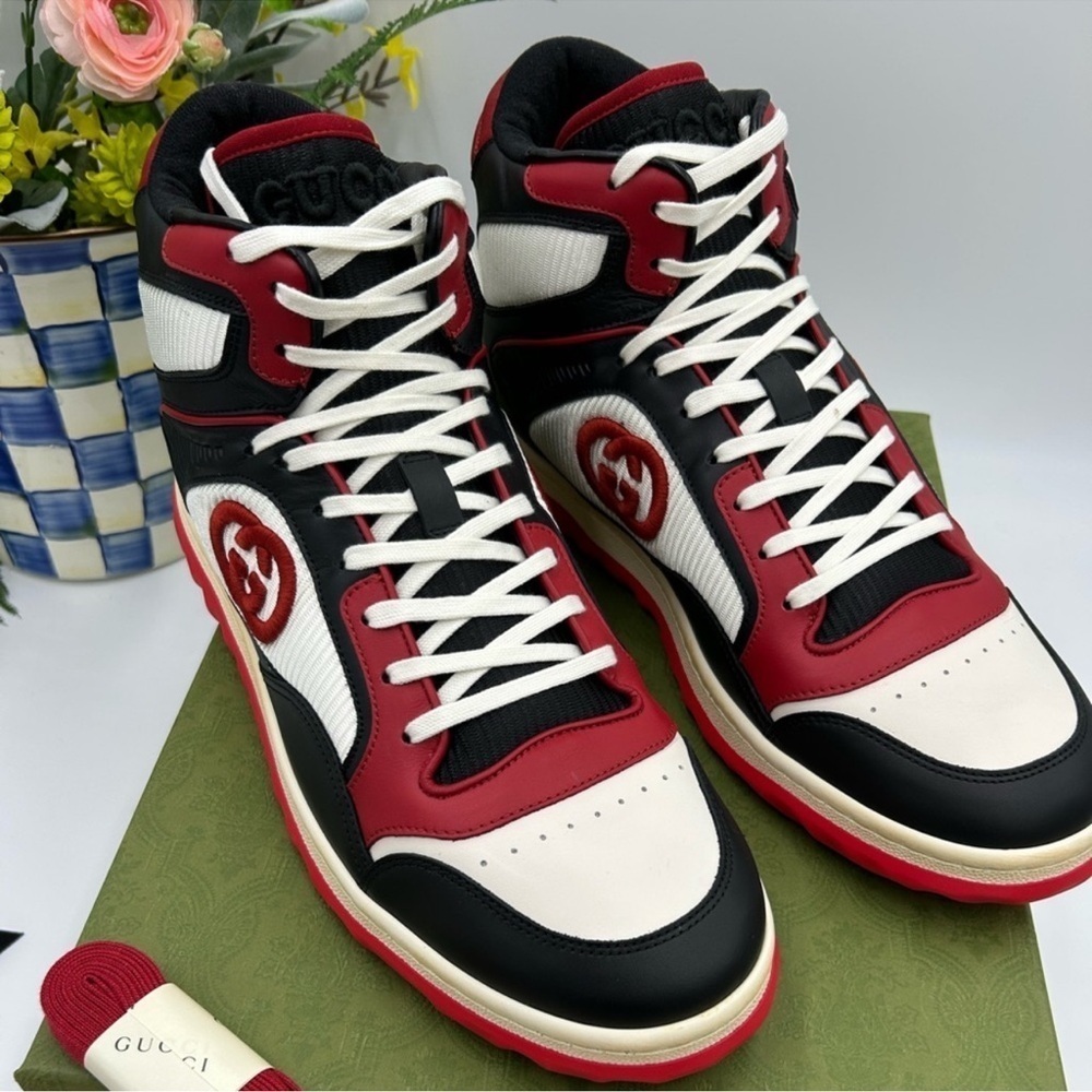 Men’s Gucci Mack 80 leather high top sneakers size 12.5 made in Italy